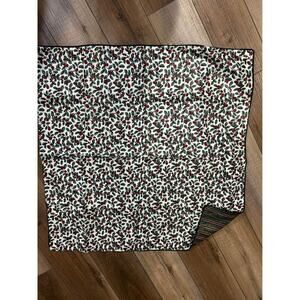 Longaberger Christmas Holly tablecloth double sided 25” corded edge‎